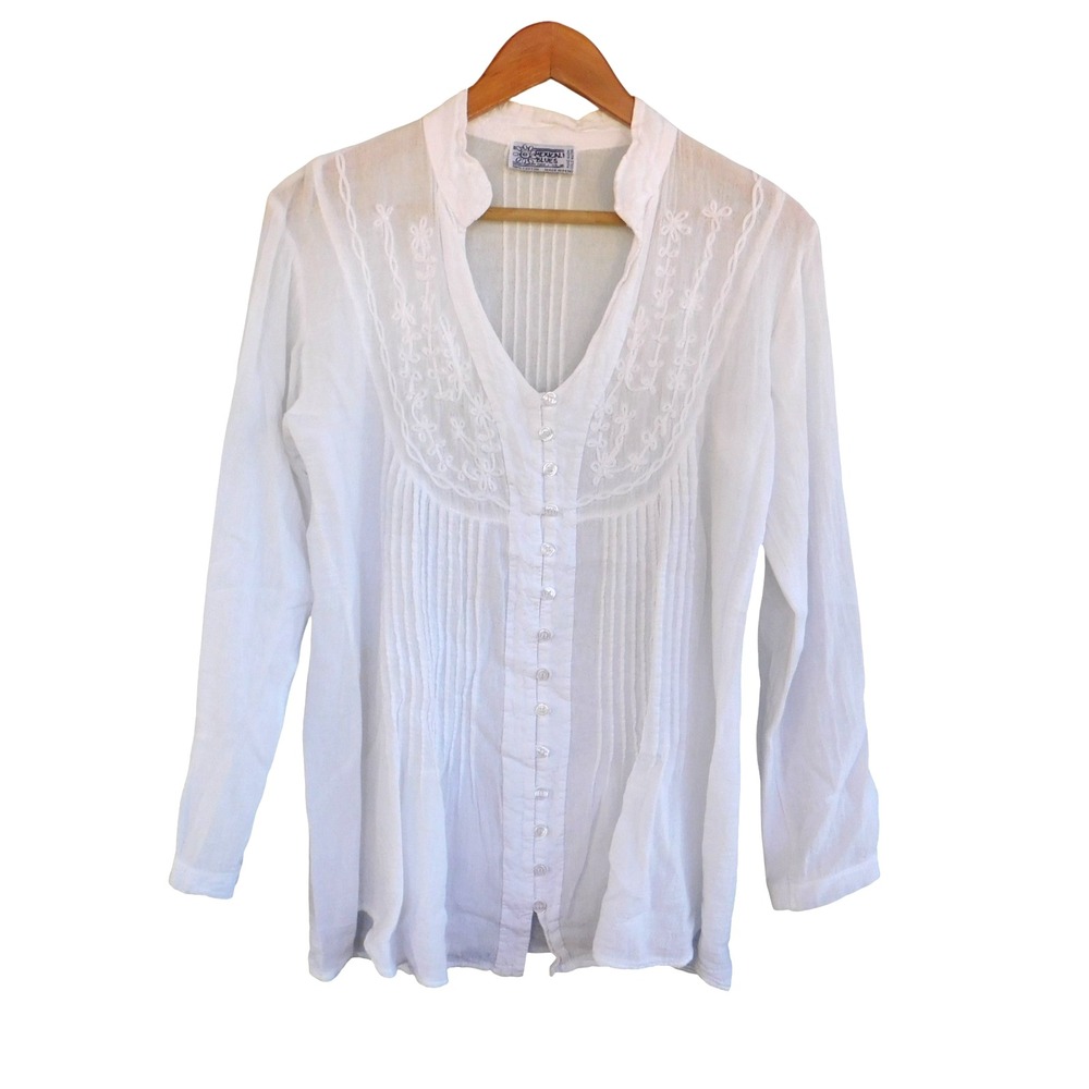 Mexicali Blues Gauze Top Fringe Boho Hippie Festival‎ One Size Crop Sz Large